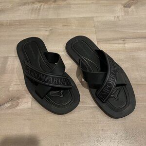 Black Emporio Armani slides